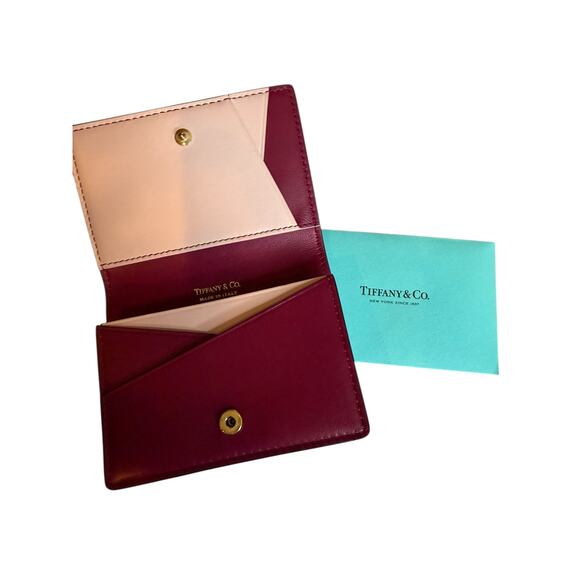 Tiffany & Co. Deco Flap Card Holder Case Black Leather - Picture 6 of 7